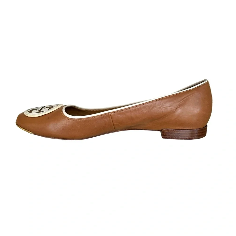 Tory Burch Chelsea Flats Leather Interlocking Double T Logo Ballet Flat Shoes